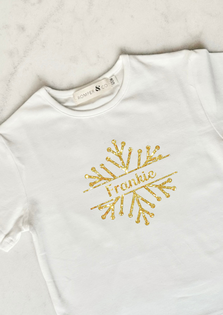 Baby & Toddler Snowflake Name Christmas Top