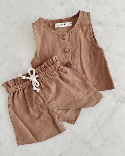 Linen Top & Shorts Set (Coco)