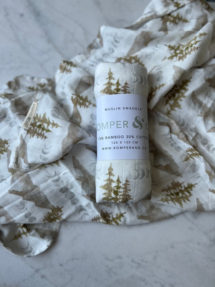 Forest Tree Bamboo Cotton Swaddle