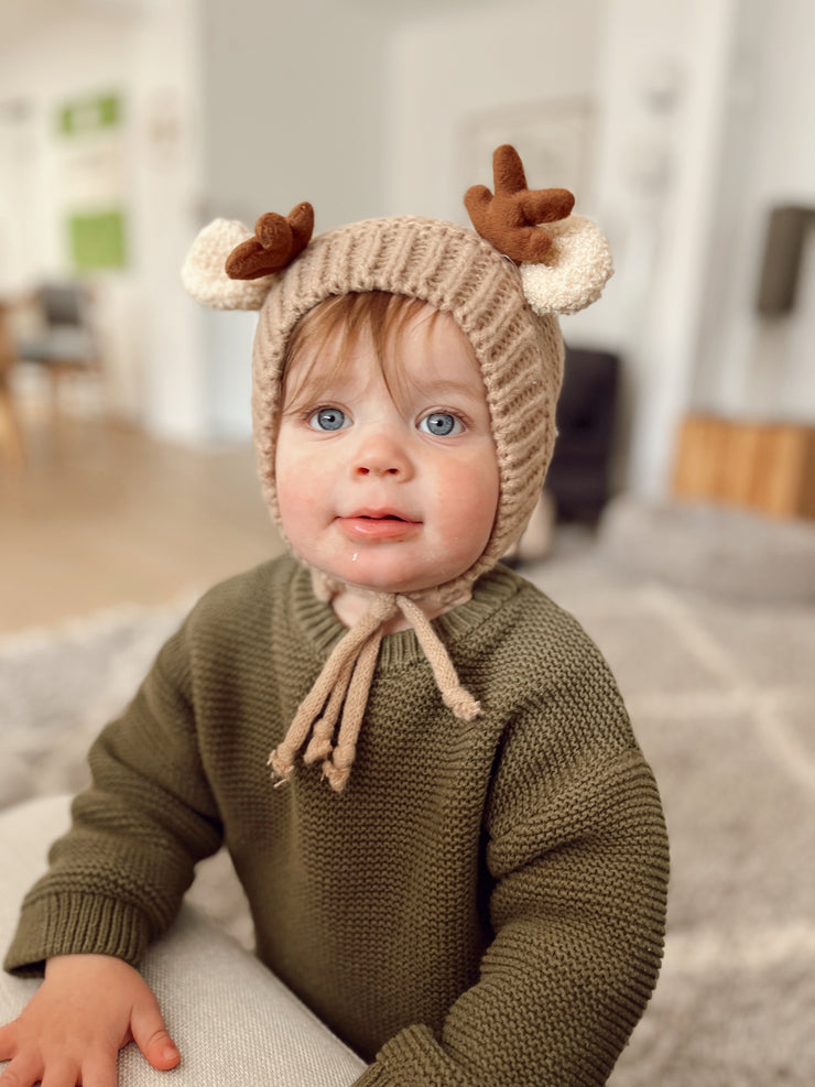 Knit Christmas Reindeer Hat