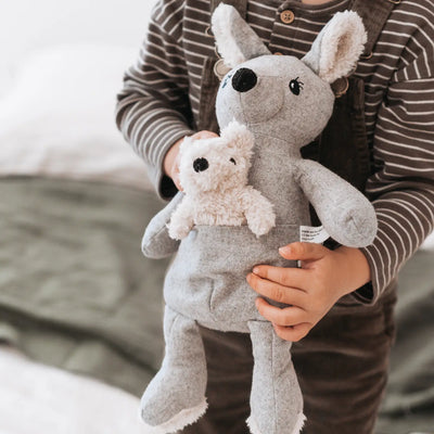 Plush kangaroo with outlet removable baby
