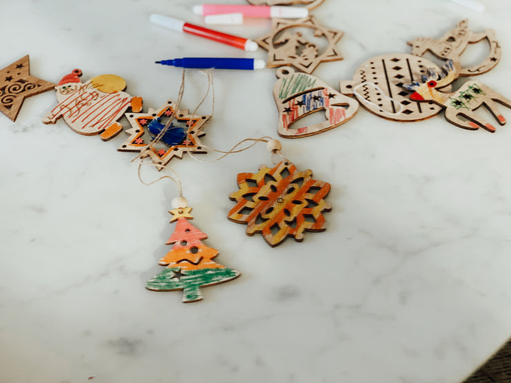Colour-In Christmas Tree Decorations